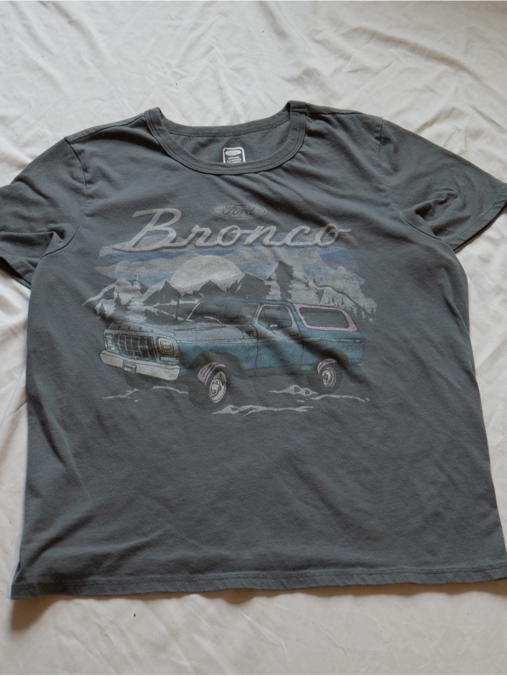 Bronco Vintage Style Graphic Tee - Gray/Green